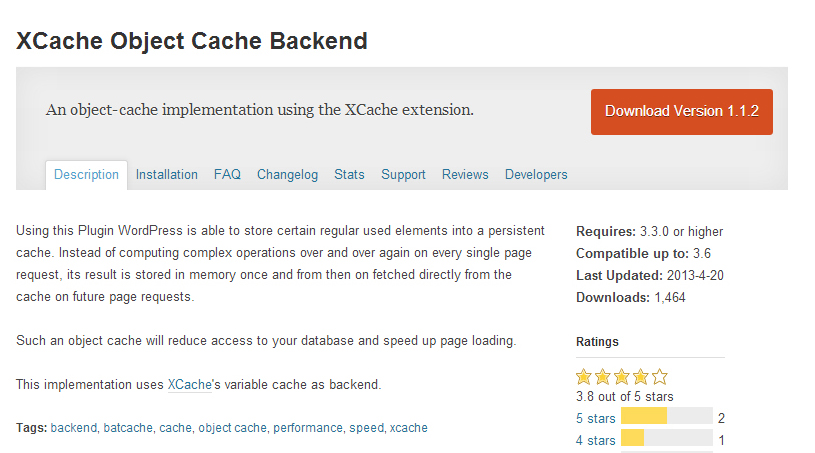 XCACHE OBJECT CACHE BACKEND WordPress Plugin