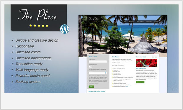 The Place - Hotels and Resorts WordPress Theme