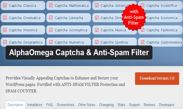 AlphaOmega Captcha & Anti-Spam Filter Plugin