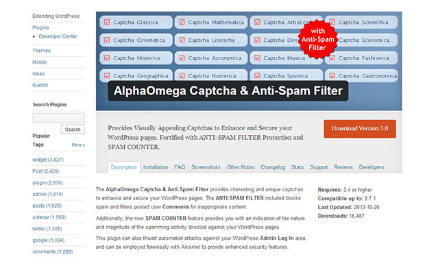 AlphaOmega Captcha & Anti-Spam Filter -WordPress Captcha Plugin