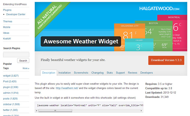 Awesome -WordPress Weather Widget