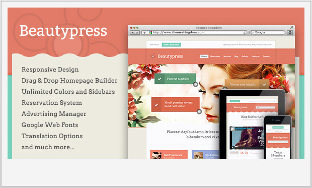 BeautyPress - Salons and Spas WordPress Theme