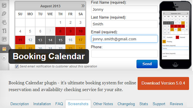Booking calendar Plugin