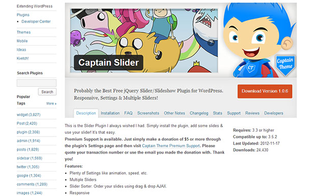 Captain Slider -WordPress jQuery Slideshow Plugin