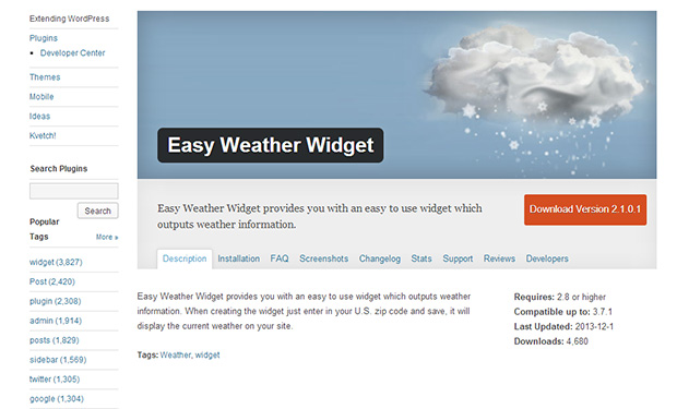 Easy -WordPress Weather Widget