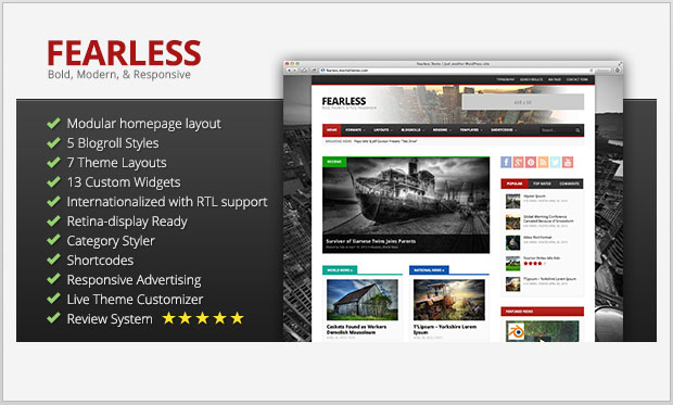 Fearless - News Website WordPress Theme