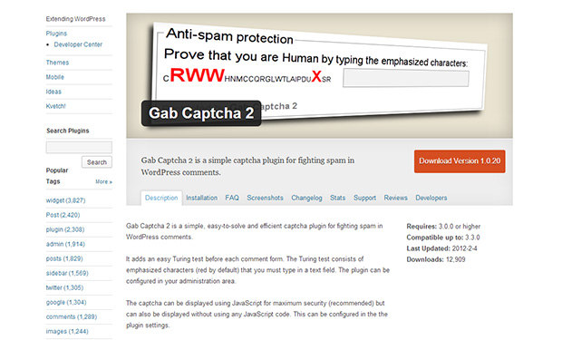 Gab Captcha 2 -WordPress Captcha Plugin