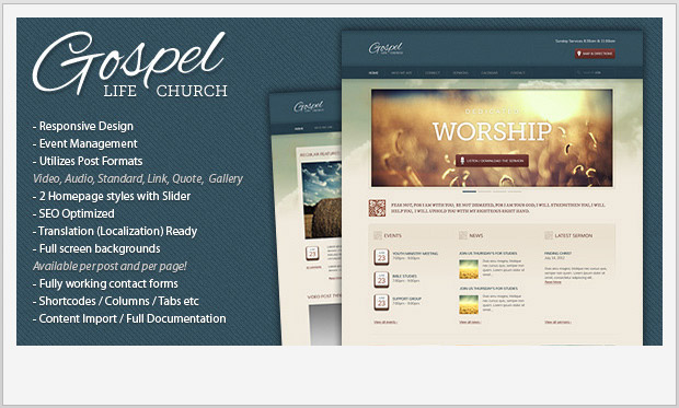 Gospel -WordPress Theme for Churches