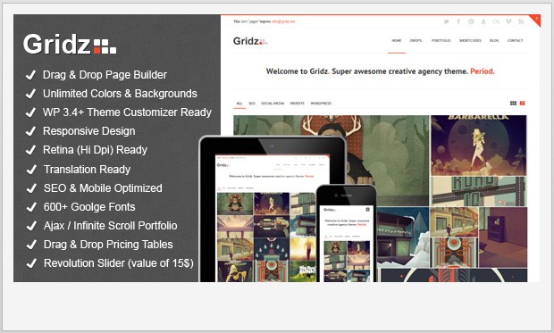 Gridz -Best WordPress theme for creative agencies