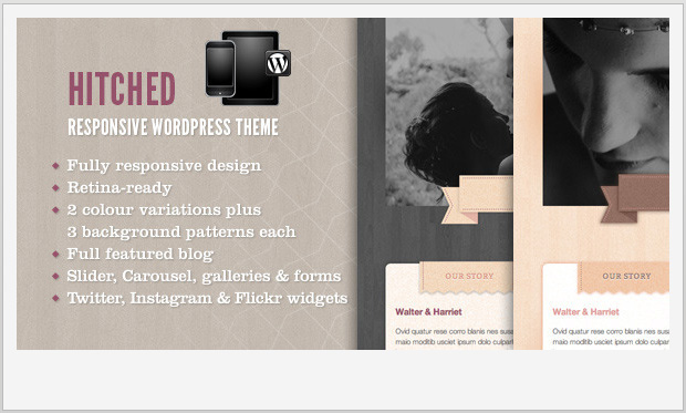Hitched -Notch WordPress Theme for Wedding Websites