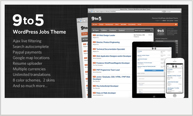Nine to Five - Job Board WordPress Theme