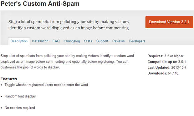 Peter's Custom Anti-Spam Plugin