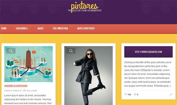 Pintores -Pinterest style WordPress theme