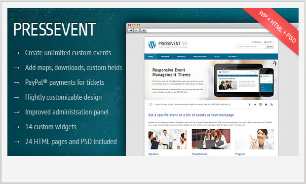 PressEvent - Events and Conferences WordPress Theme