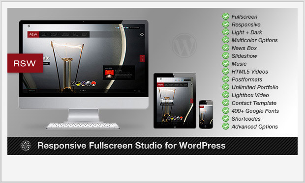 Responsive Fullscreen studio -Full Screen WordPress Theme