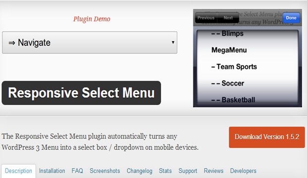 Responsive select menu Plugin