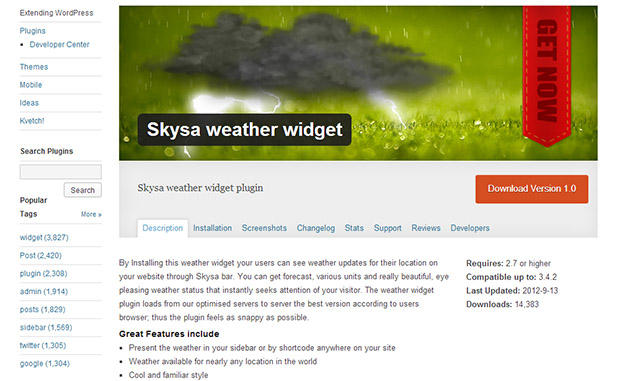 Skysa -WordPress Weather Widget