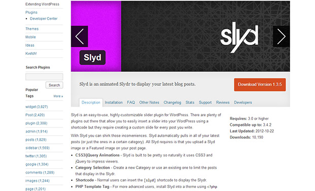 Slyd -WordPress jQuery Slideshow Plugin