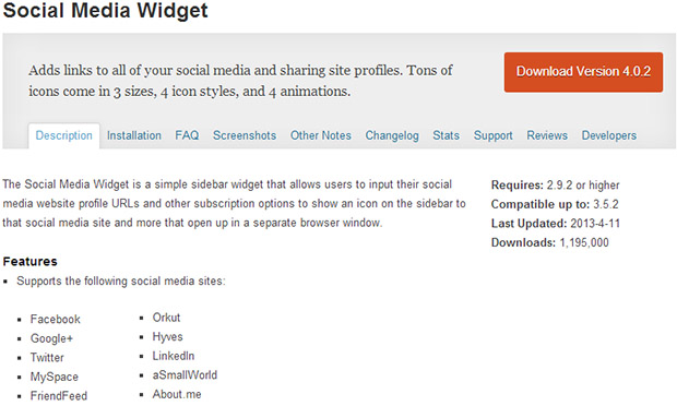 Social media widget Plugin