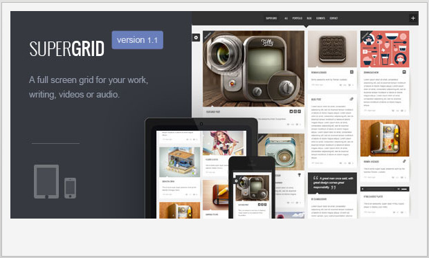 Super Grid -Pinterest style WordPress theme