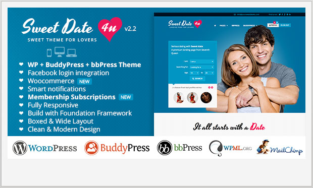 Sweet Date - BuddyPress WordPress Theme