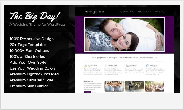 The Big Day -Notch WordPress Theme for Wedding Websites