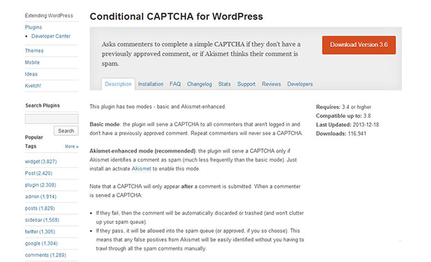 WP Conditional Captcha -WordPress Captcha Plugin