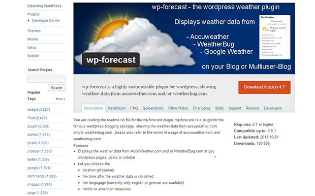 WP Forecast -WordPress Weather Widget
