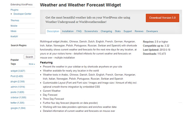Weather and Weather Forecast Widget