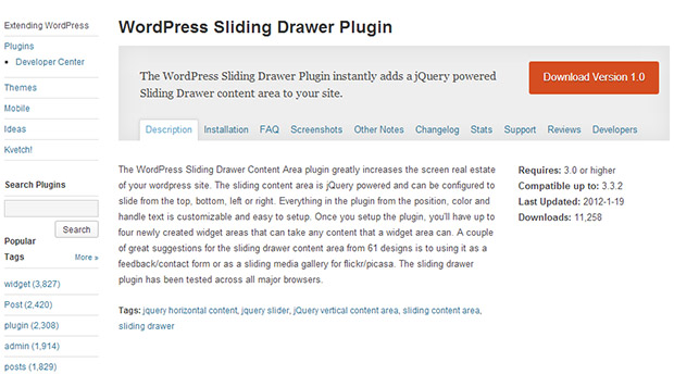 WordPress Sliding Drawer Plugin -WordPress jQuery Slideshow Plugin