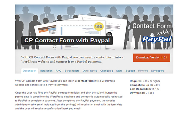 CP Contact Form with Paypal -Notch WordPress PayPal plugin