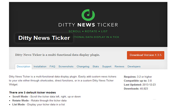Ditty News Ticker -WordPress News Ticker or News Scroller Plugin