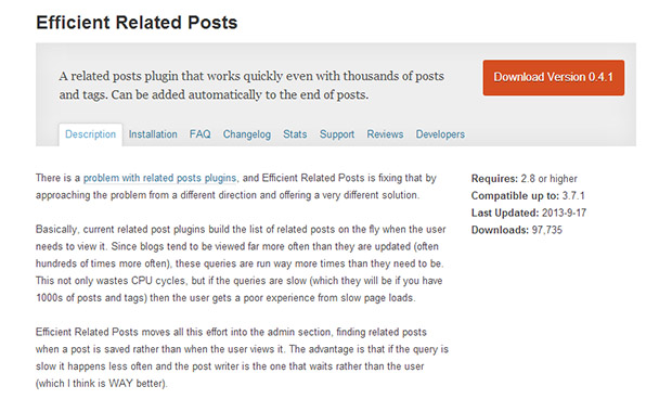 Efficient Related Posts Plugin