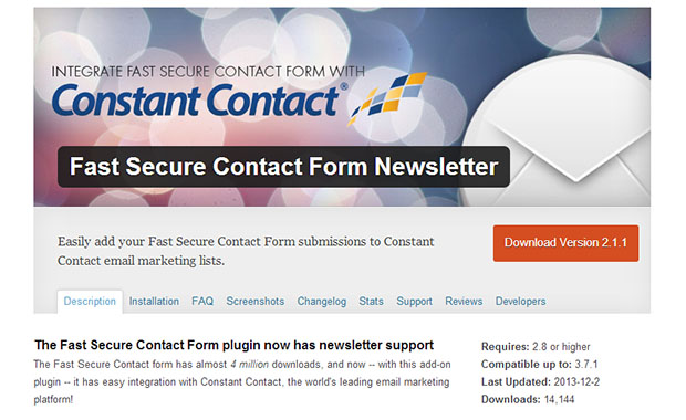 Fast Secure Contact Form Newsletter -WordPress Newsletter Plugin