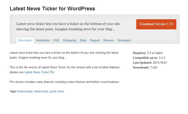 Latest News ticker -WordPress News Ticker or News Scroller Plugin