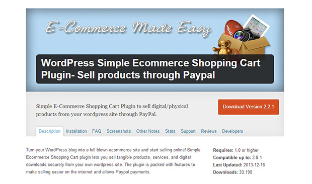 Simple Ecommerce Shopping Cart Plugin -Notch WordPress PayPal plugin