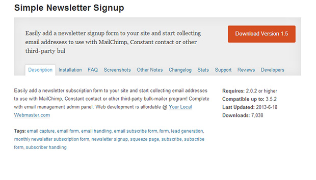 Simple Newsletter Signup -WordPress Newsletter Plugin