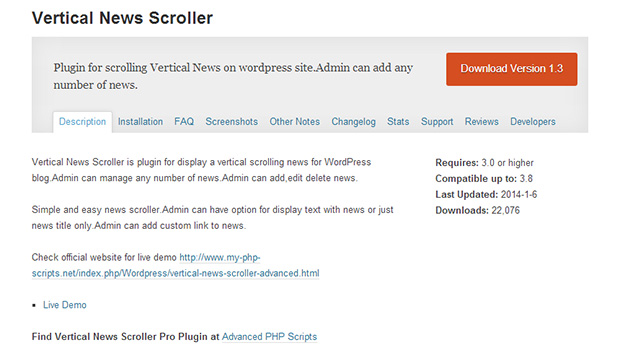 Vertical News Scroller -WordPress News Ticker or News Scroller Plugin