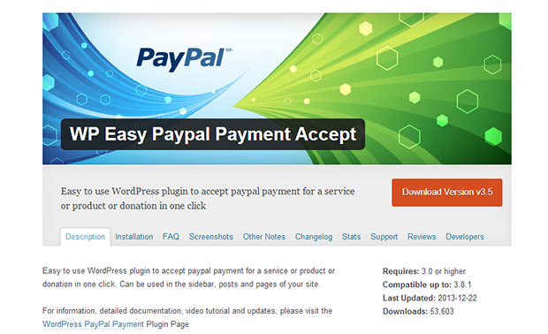 WP Easy Paypal Payment Accept -Notch WordPress PayPal plugin