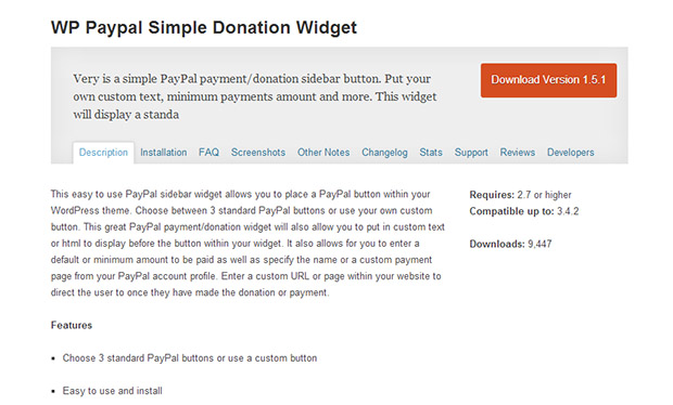 WP PayPal Simple Donation Widget -Notch WordPress PayPal plugin