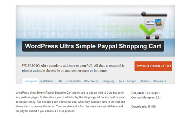 WordPress Ultra Simple PayPal Shopping Cart -Notch WordPress PayPal plugin