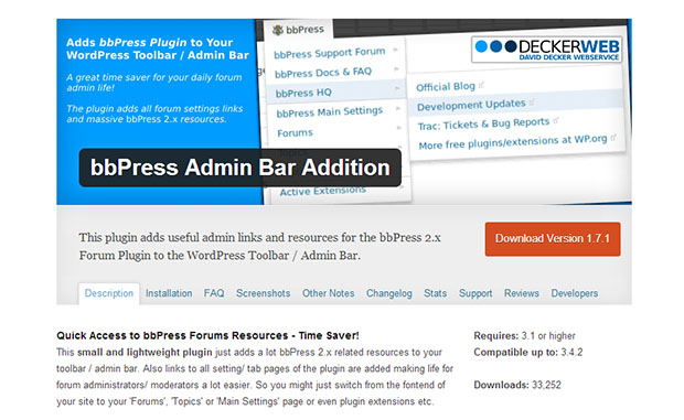 bbPress Admin bar Addition -WordPress Plugin
