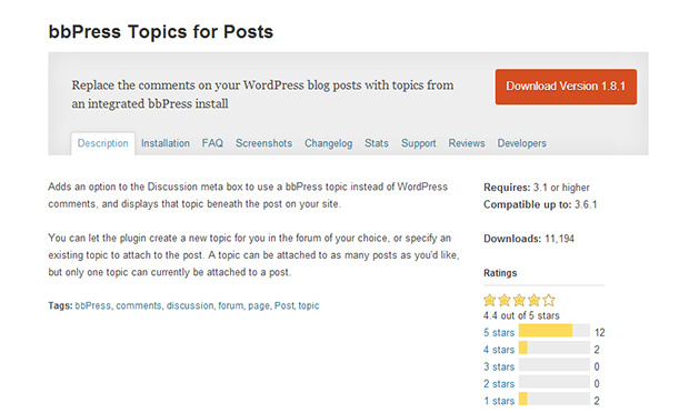 bbPress Post topics -WordPress Plugin