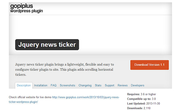 jQuery News Ticker -WordPress News Ticker or News Scroller Plugin