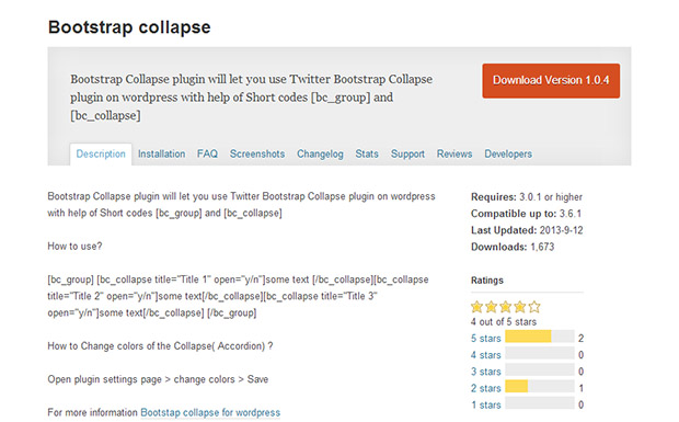 Bootstrap Collapse -WordPress Bootstrap plugin