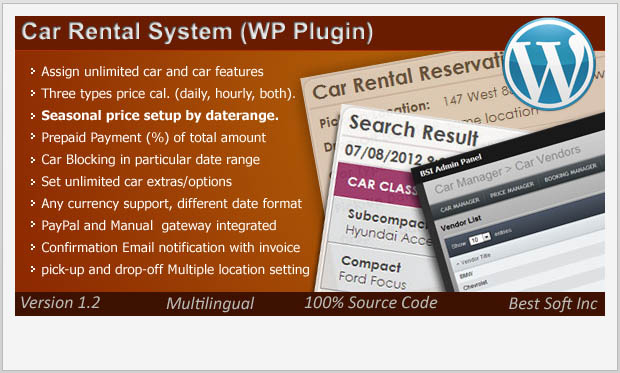 Car Rental System -WordPress Booking Plugin