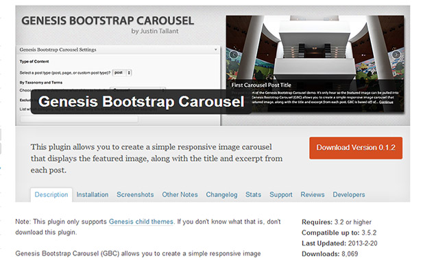 Genesis Bootstrap Carousel -WordPress Bootstrap plugin