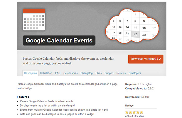 Google Calendar Events -Wordpress Events Plugin