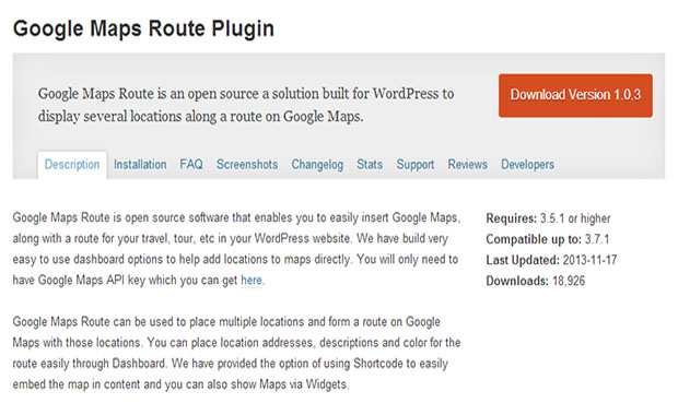 Google Maps Route Plugin