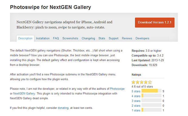 Photoswipe for NextGEN Gallery -WordPress Media Gallery Plugin